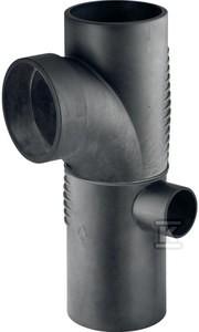 Trójnik podwójny PE Silent-db20 HT 110x110x56/88.5 łagodny wlot, prawy, dwupłaszczyznowy,