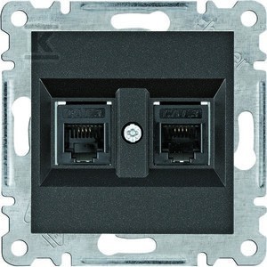 LUMINA Gniazdo telefoniczne podwójne RJ11, czarny    WL2023