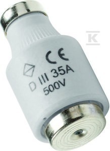 Wkładka bezpiecznikowa DIII/E33, wykonanie szybkie F (Bi-Wts) 35A 500VAC o