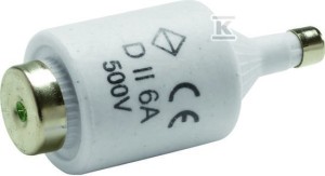 Wkładka bezpiecznikowa DII/E27, wykonanie szybkie F (Bi-Wts) 6A 500VAC o