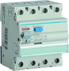Wyłącznik różnicowoprądowy 3P+N 63A 100mA 6kA AC