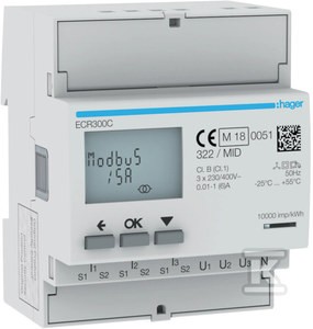 Licznik energii elektrycznej 3-fazowy, przekł. 1-5A 4M, Modbus, MID o