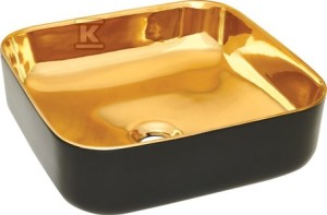 Umywalka nablatowa MALAGA czarno/złoty połysk   &nbsp;CE-39-027-C w