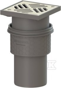 Wpust Practicus DN 100 odpływ pionowy, z kratką nierdzewną 138x138