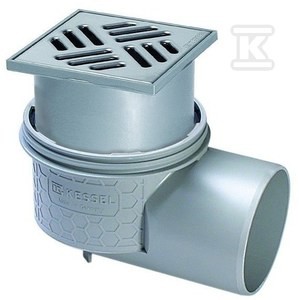 Wpust Practicus DN100, odpływ boczny, kratką 120x120 nierdzewną