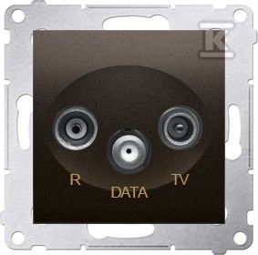 Gniazdo R-TV AC-DATA (moduł), brąz mat (met.)