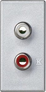 Płytka K45/2 złącz 2-krotna RCA (CINCH) 22,5x45mm + wkłady, zaciski