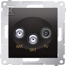 Gniazdo satelitarne podwójne RTV-SAT-SAT, antracyt Simon54    DASK2.01/48
