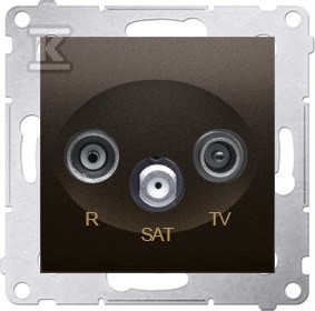 Gniazdo antenowe R-TV AC-SAT przelotowe (moduł), brąz mat (met.) o
