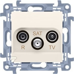 Gniazdo antenowe R-TV-SAT przelotowe (moduł) tłum.SAT -8 dB, TV-10 dB,