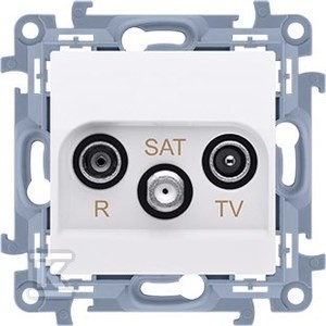 Gniazdo antenowe R-TV-SAT przelotowe (moduł) tłum.SAT -8 dB, TV-10 dB,