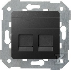 Pokrywa gniazda RJ45 2 gniazda z adapterem i żaluzjami, grafit