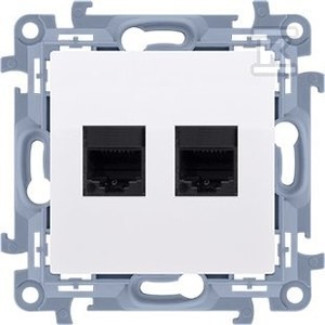 Gniazdo komputerowe podwójne RJ45 kategoria 6 (moduł), biały Simon10 o