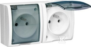 Gniazdo z uziemnieniem 2-krotne n/t IP54 z przesłonami AQGZ1-2Z/11a Aquarius