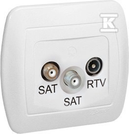 Gniazdo SAT/SAT/RTV końcowe AZAR+SAT3.1-P2/11 Akord biały    AZAR+SAT3.1-P2/11