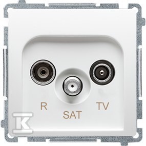Gniazdo RTV-SAT przelotowe 10db MZAR-SAT10/P.01/11. Basic moduł biały