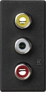 Płytka K45/2 złącz 3-krotna RCA (CINCH) 22,5x45mm + wkłady, zaciski