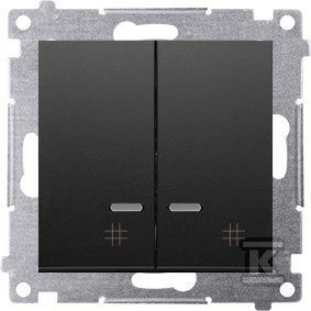 Łącznik krzyżowy podwójny z podświetleniem (moduł) 10AX, 250V~, szybkozłącza, czarny