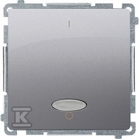 Łącznik dwubiegunowy z podświetleniem LED (moduł) 10AX, 250V~, szybkozłącza, srebrny