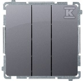 Łącznik potrójny z podświetleniem LED (moduł) 10AX, 250V~, szybkozłącza, srebrny
