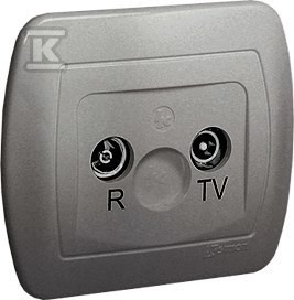 Gniazdo antenowe R-TV końcowe separowane, aluminiowy, AKORD