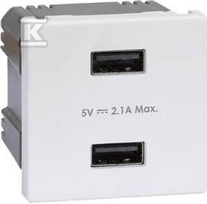 USB ładowarka K45 (45x45) gniazdo typ A 5V/2,1A, czysta biel,