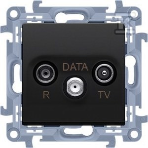 Gniazdo antenowe R-TV-DATA (moduł). 1x wejście: 5-862 MHz, czarny mat,