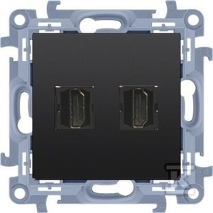 Gniazdo HDMI ver.1.4 podwójne (moduł), czarny mat, SIMON10
