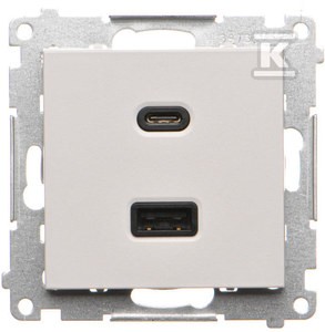 Ładowarka USB podwójna, C+A, 3,1A, 30W, jasnoszary mat, SIMON55 o