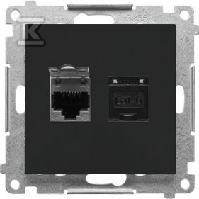 Gniazdo komputerowe podwójne RJ45 kategoria 6 ekranowane z przesłoną przeciwkurzową