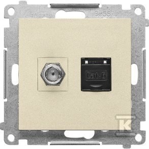 Gniazdo antenowe typu „F” + RJ45 kat.6 (moduł): Szampański mat,