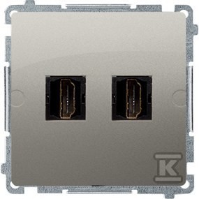 Gniazdo HDMI podwójne (moduł), satynowy, BASIC MODUŁ