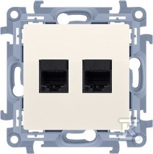 Gniazdo komputerowe podwójne RJ45 kategoria 6 (moduł), beż Simon10 o