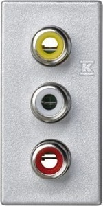 Płytka K45/2 złącz 3-krotna RCA (CINCH) 22,5x45mm + wkłady, zaciski