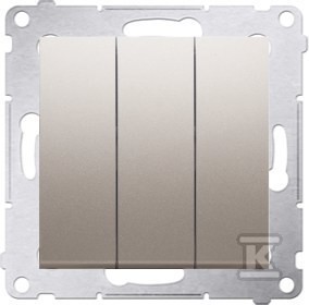 Przycisk potrójny z podświetleniem LED (moduł) 10AX, 250V~, szybkozłącza, złoty