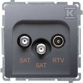 Gniazdo antenowe satelitarne podwójne końcowe SAT-SAT-RTV, (moduł). 2xwejście: SAT: 52400