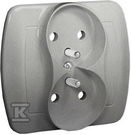 Gniazdo wtyczkowe z uziemieniem podwójne, 16A, 250V~, zaciski śrubowe, aluminiowy,