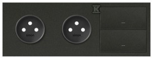 Panel 3-krotny: 2 gniazda + 2 klawisze, czarny mat, SIMON100