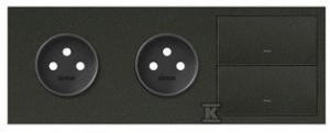 Panel 3-krotny: 2 gniazda + 2 klawisze, czarny mat, SIMON100