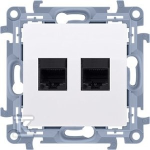 Gniazdo komputerowe podwójne RJ45 kategoria 5e (moduł), biały Simon10 o