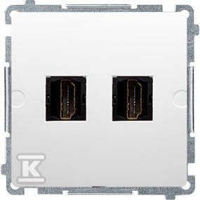 Gniazdo HDMI podwójne (moduł), biały, BASIC MODUŁ