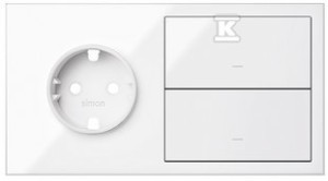 Panel 2-krotny: gniazdo + 2 klawisze, biały, SIMON100