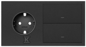 Panel 2-krotny: gniazdo + 2 klawisze, czarny mat, SIMON100 o
