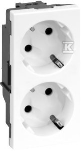Gniazdo podwójne S500 Schuko 2x230V~ 16A, bez sygnalizacji, nożowe, czysta