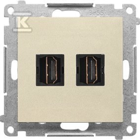 Gniazdo HDMI podwójne (moduł): Szampański mat, SIMON55