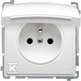 Gniazdo z uziemnieniem pojedyncze IP44 BMGZ1B.01/11 Basic moduł biały, klapka