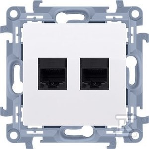Gniazdo komputerowe RJ45 kategoria 5e + telefoniczne RJ12 (moduł), biały
