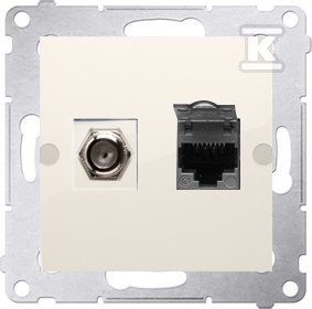 Gniazdo antenowe typu F + RJ45 kat.6 (moduł), kremowy, SIMON54