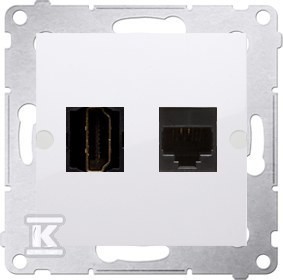 Gniazdo HDMI + RJ45 kat.6. (moduł), biały, SIMON54