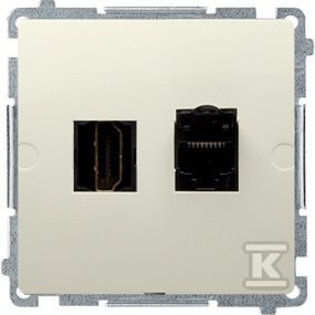 Gniazdo HDMI + RJ45 kat.6. (moduł), beż, BASIC MODUŁ o